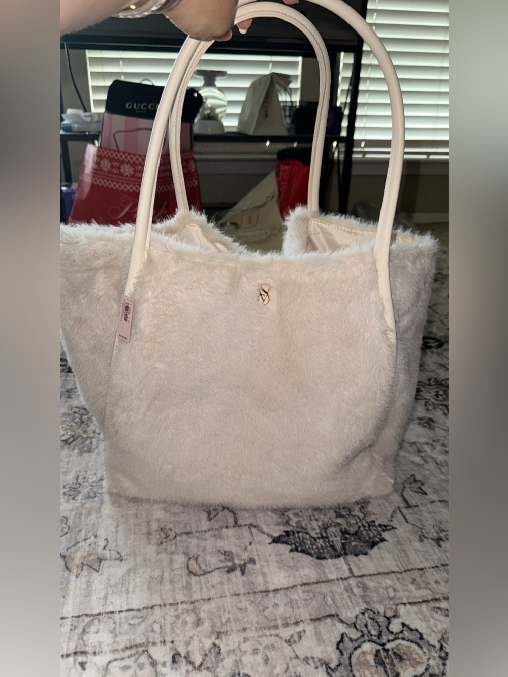 Victorias secret faux fur tote